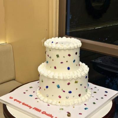 Two-tier bedazzled celebration cake