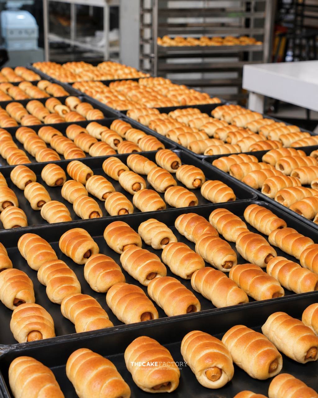 Trays of sausage rolls