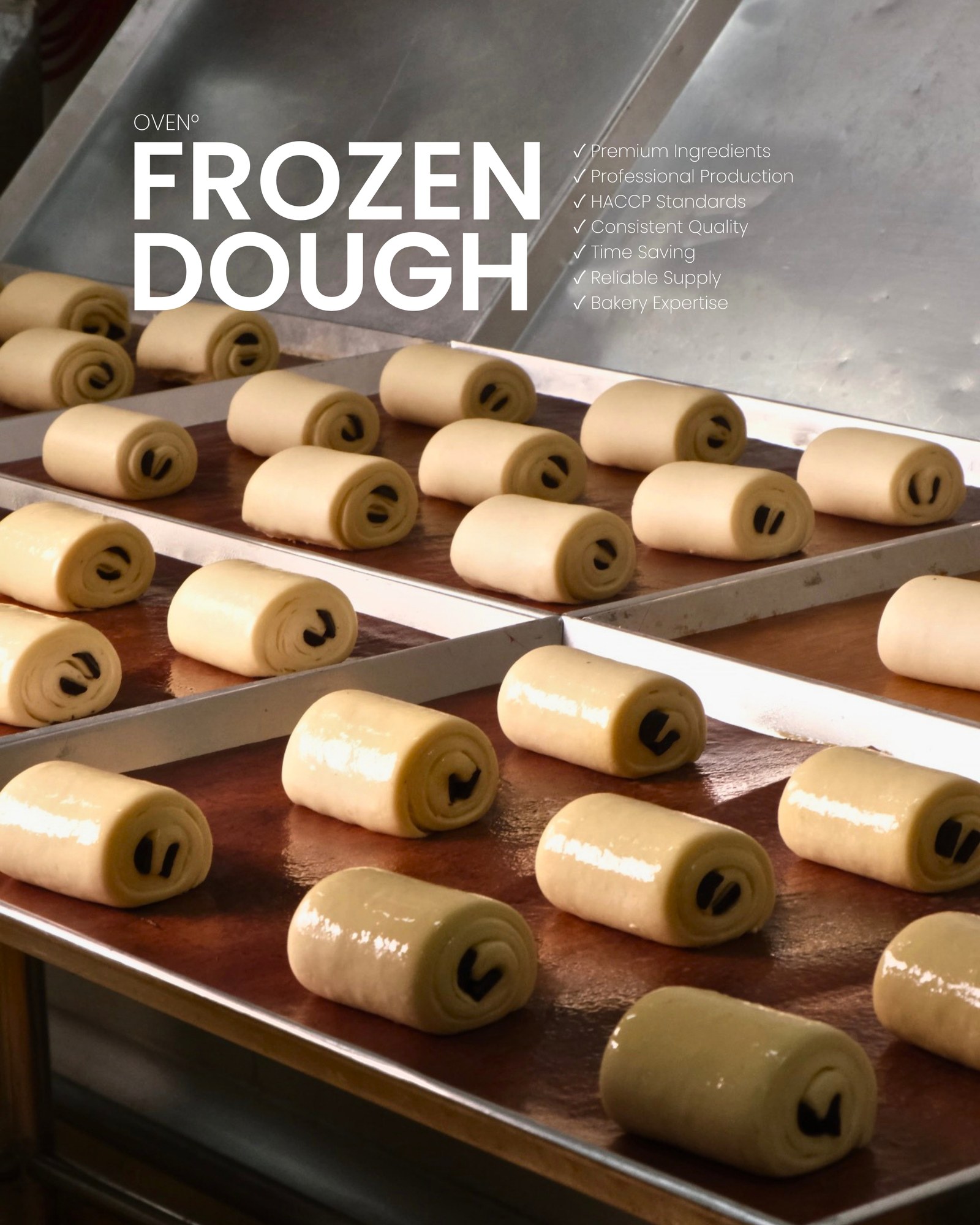 Oven Degree frozen dough: shaped pain au chocolat on trays
